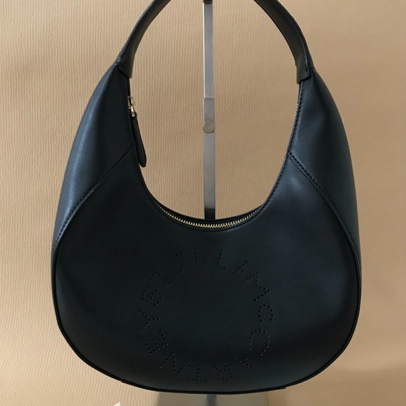 NWT: STELLA MCCARTNEY | Small Logo Hobo Shoulder Bag Color:  BLACK - Picture 3 of 13